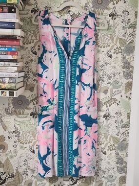 Lilly Pulitzer Pink & Teal Watercolor Floral Tank Dress
